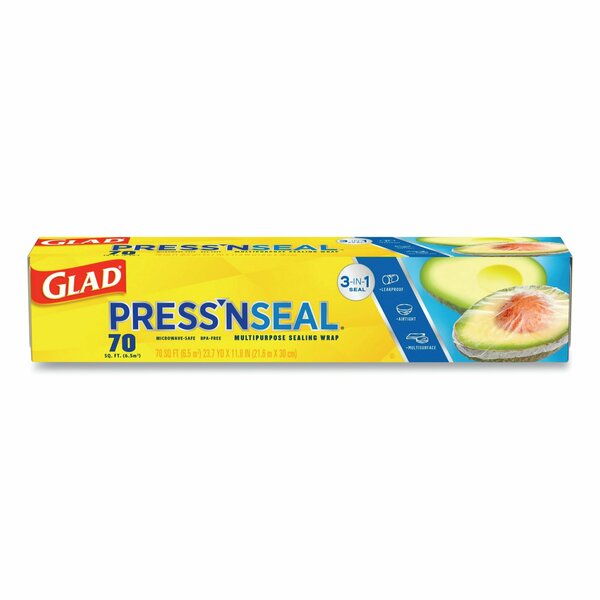Glad Press'n Seal Food Plastic Wrap, 70 Square Foot Roll, PK12 CLO 70441